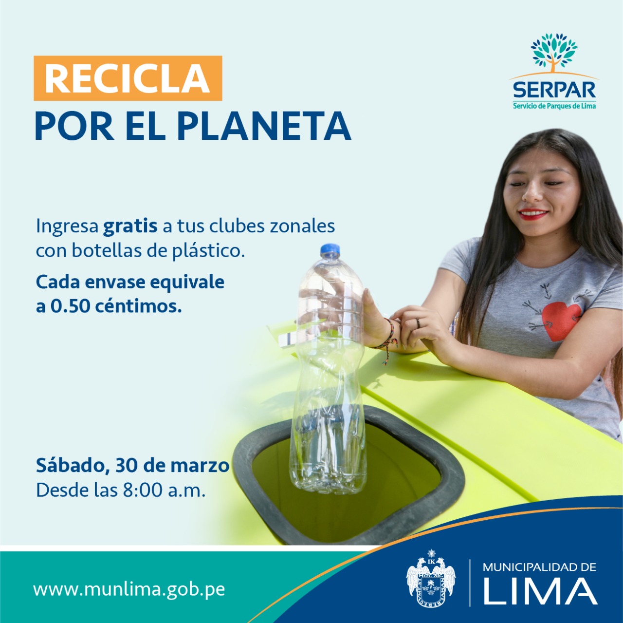 SERPAR Hora del planeta: Recicla tus botellas en los clubes zonales e ingresa gratis. 