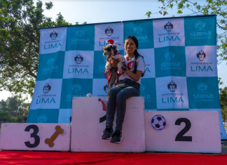 Hinchada canina alentó a la selección nacional desde el club zonal Huiracocha Perrita Chikiboom resultó la mejor hincha canina